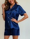 Pijama De Raso Satén Manga Corta Pantalón Corto Con Botones 402