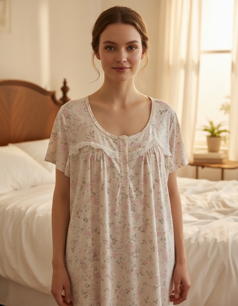 Camison Señora Manga Corta Talles Grandes Florcitas Ar 26124