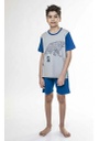 PIJAMA NIÑO DE VERANO MANGA CORTA CON SHORT NIÑO AZUL EYELIT 1603